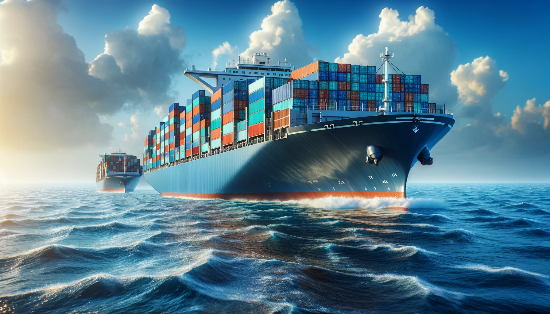 COntainer ship passing across atlantic