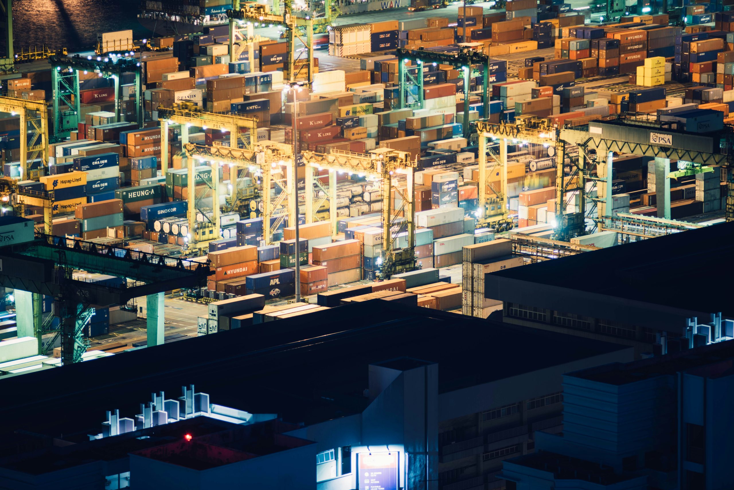 Sea container yard.