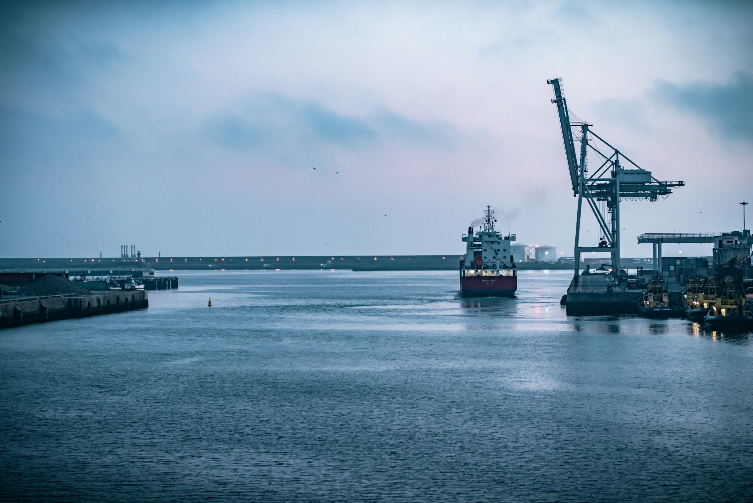 Ship waiting at port.