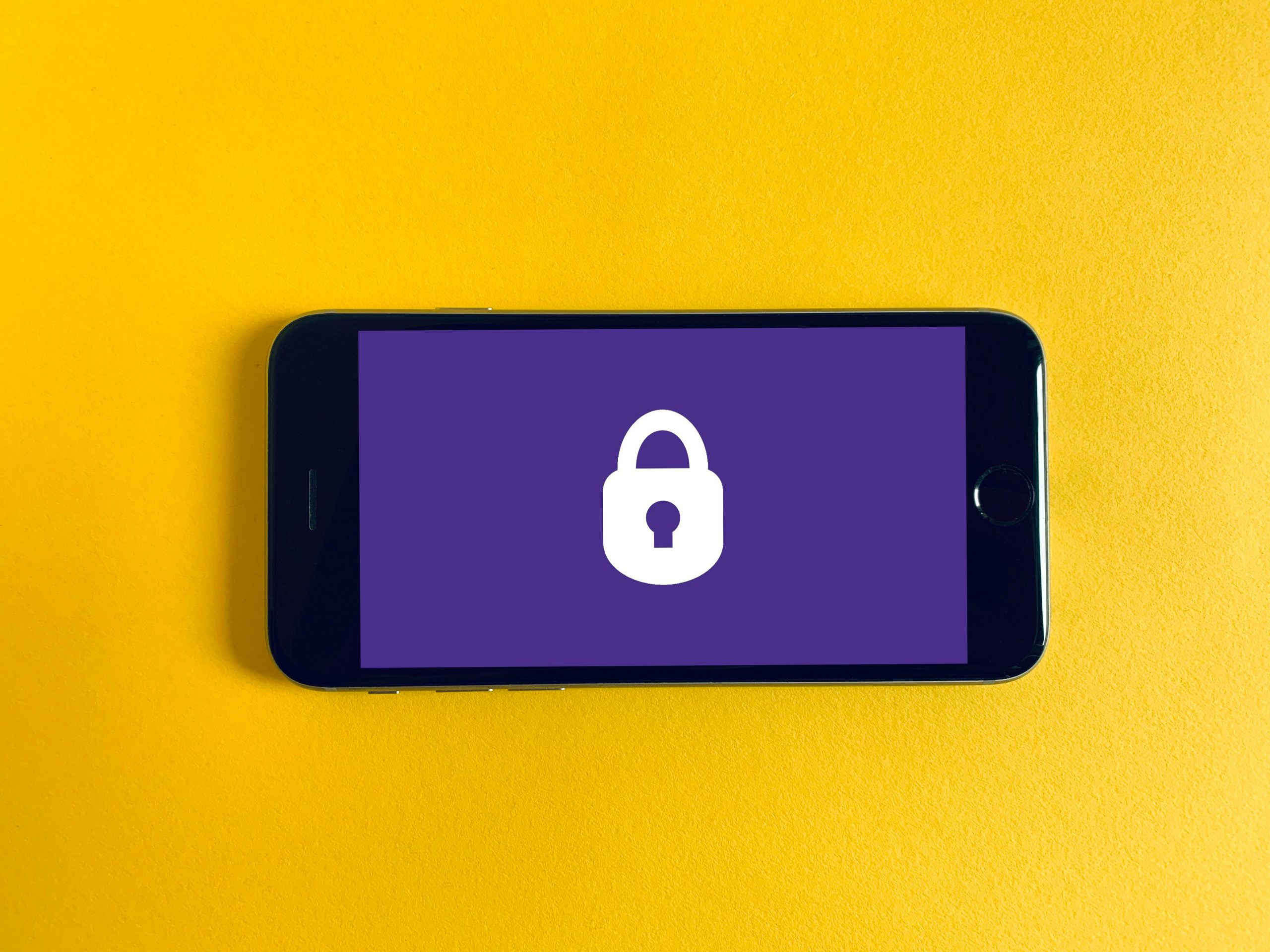 Cybersecurity symbol on an iphone.