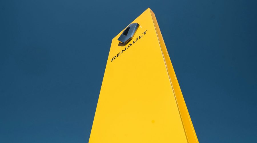 A branded pillar outside the Renault office.