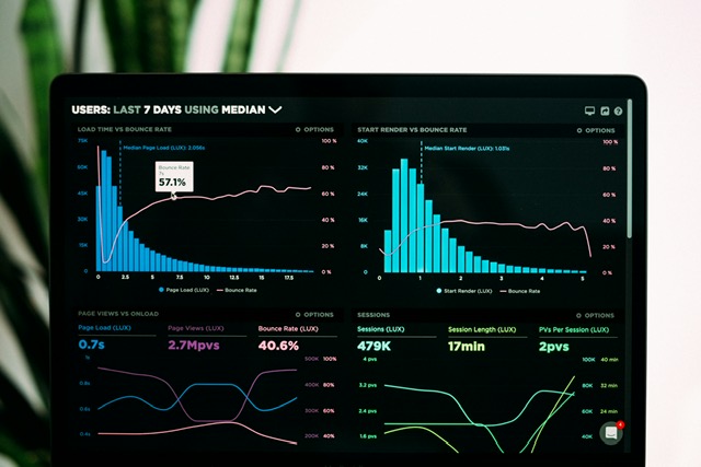 Tables on a computer showing graphically a reduction in cost.