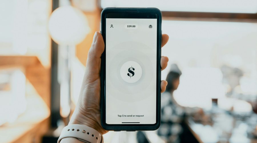 An image of a person holding an iPhone logging onto a shopping e-commerce site.